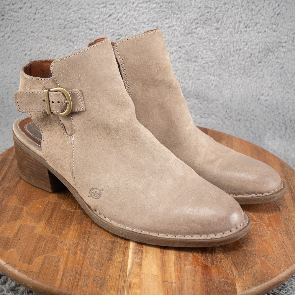 Born Margrit Boots Womens 11 M Casual Slingback Booties Side Zip Brown Leather